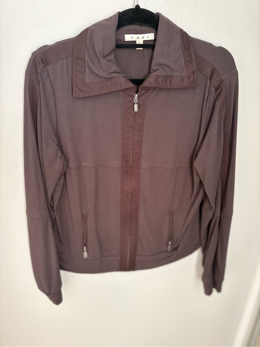 CAbi Brown Zip-Front Bomber Jacket